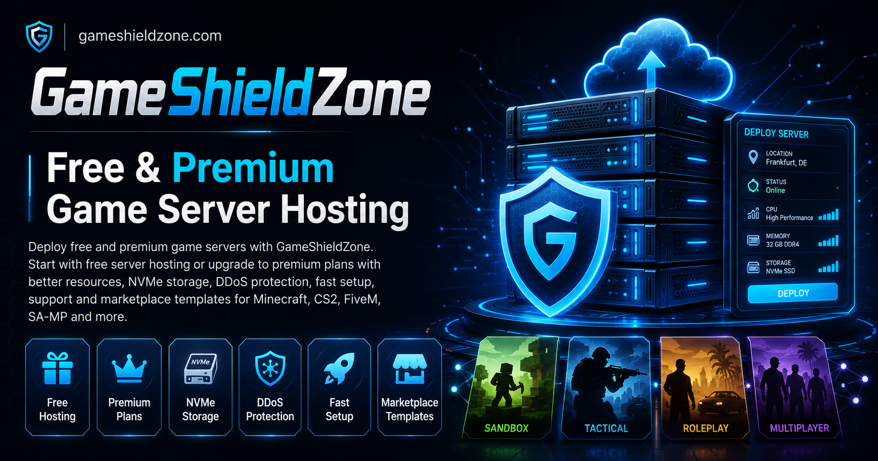 Start your own game server in minutes.
