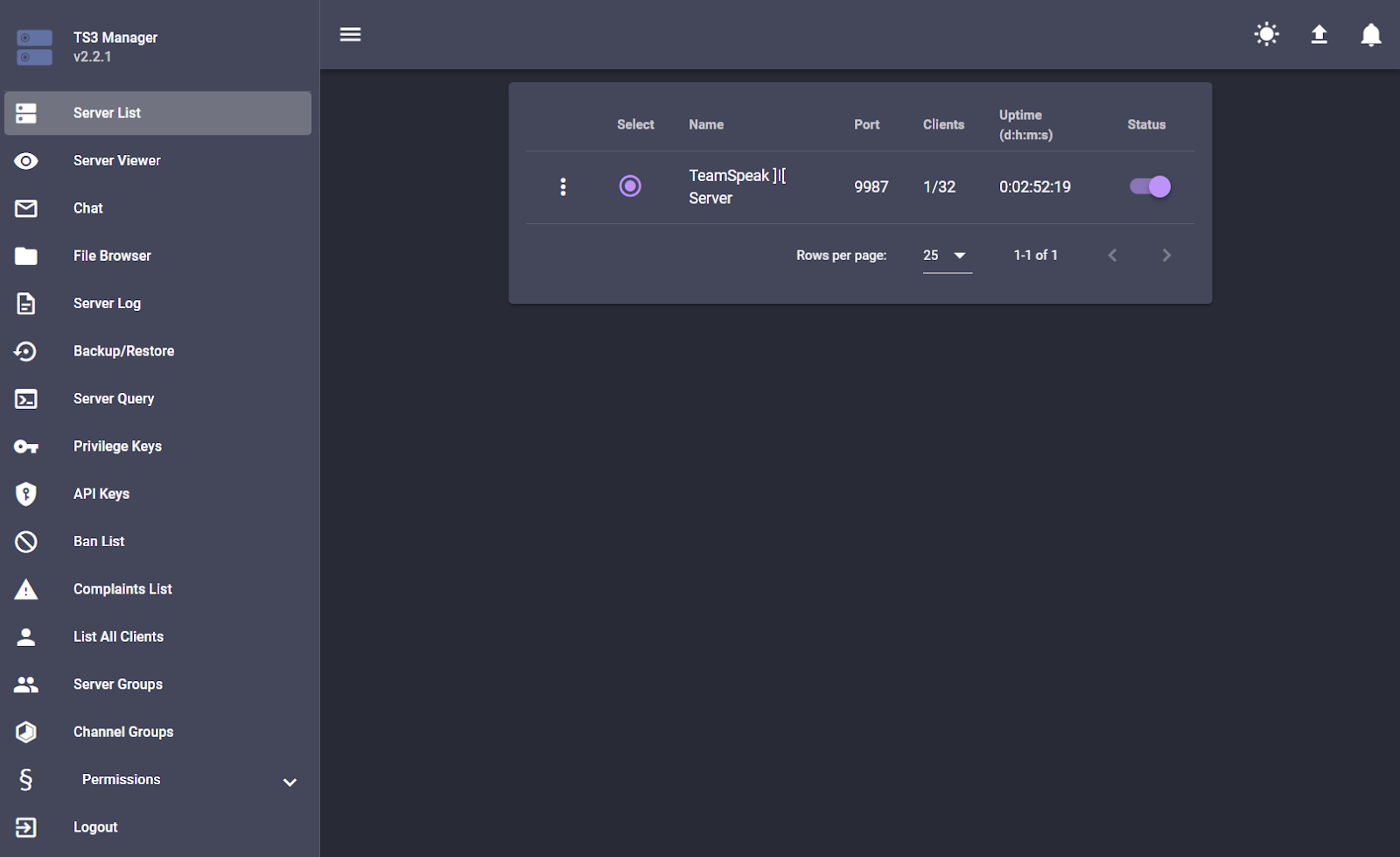 Teamspeak3 Server Manager